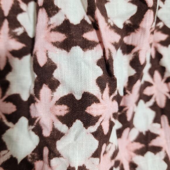 Loft NWT sunwashed linen blend floral smocked tie bow strap cami top womans sz M - Picture 10 of 10